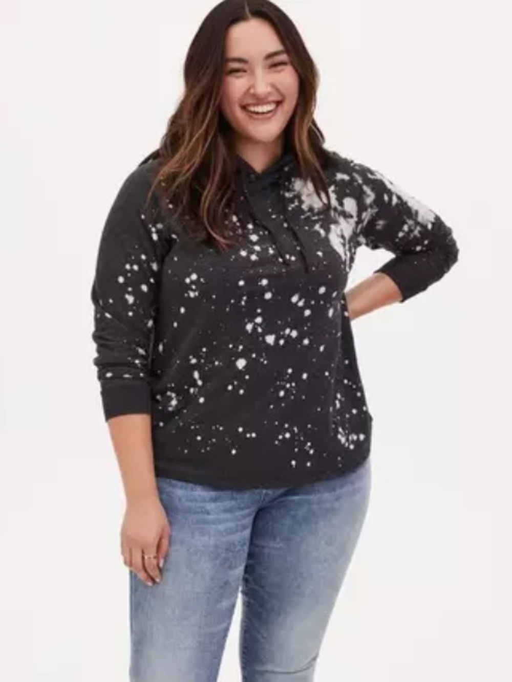 Torrid Black Splatter Hoodie tye dye NWT - Picture 7 of 10